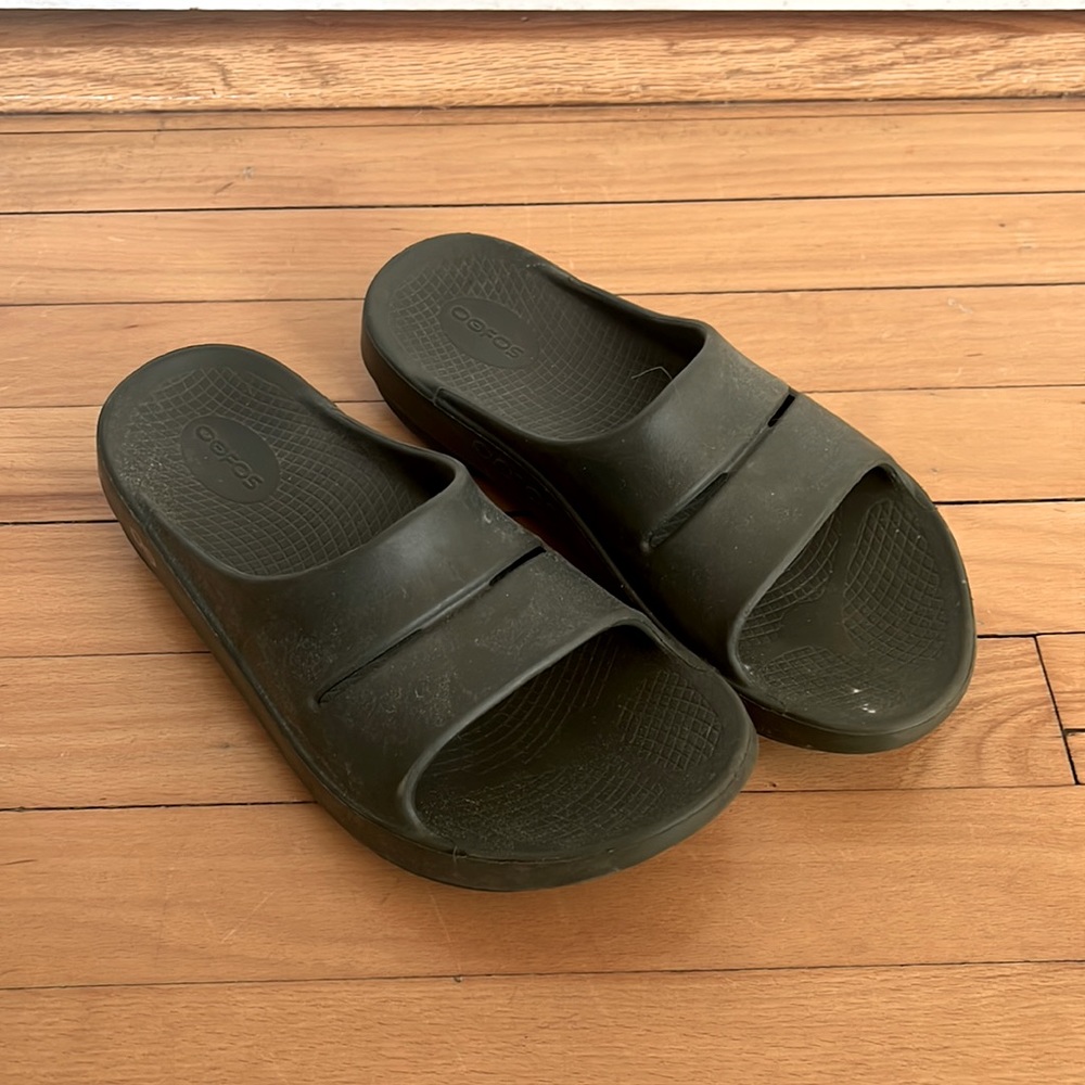 Oofos green slides